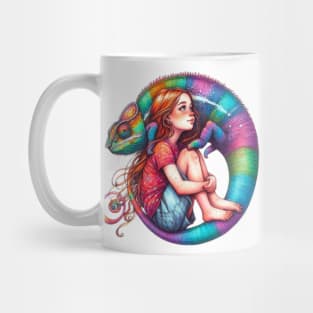 Rainbow chameleon Mug